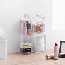 Load image into Gallery viewer, Transparent Round Plastic Cosmetic Box Cotton Swab Storage Box, Cotton Swab Box
