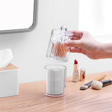 Load image into Gallery viewer, Transparent Round Plastic Cosmetic Box Cotton Swab Cotton Pads Combined Storage Box, Combined Box