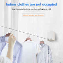 Load image into Gallery viewer, Retractable Indoor And Outdoor Clothes Wall Hanger Magic Drying Rack Balcony Bathroom Invisible Clothesline Wire Rope, White, Silver