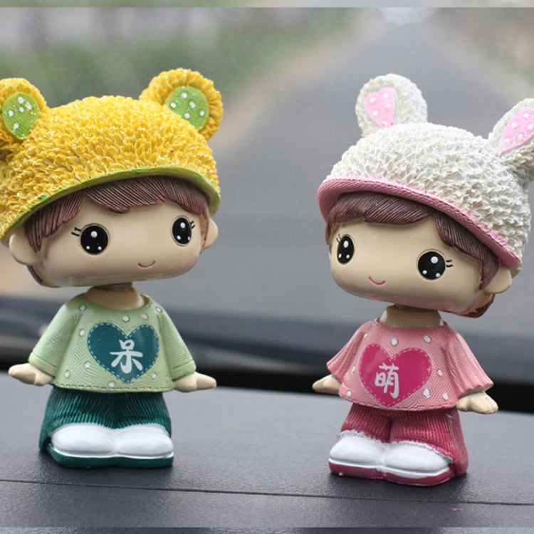 Creative Resin Cartoon Shaking Head Adorkable Couple Ornaments Car Home Bedroom Decoration Gifts