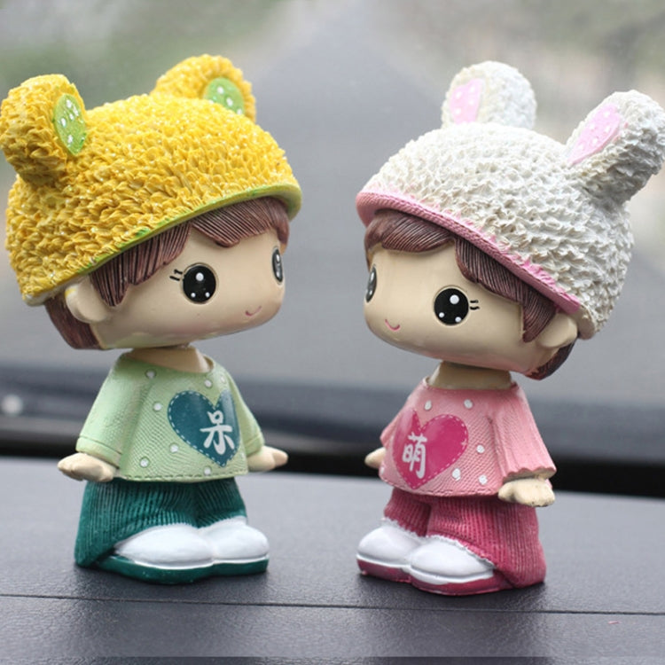 Creative Resin Cartoon Shaking Head Adorkable Couple Ornaments Car Home Bedroom Decoration Gifts