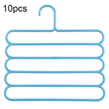 Load image into Gallery viewer, 10pcs Multi-function 5 Layers Pants Scarf Silk Tie Plastic Clothes Hangers, 5 Layers Pants Hangers