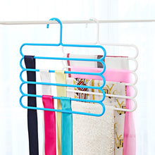 Load image into Gallery viewer, 10pcs Multi-function 5 Layers Pants Scarf Silk Tie Plastic Clothes Hangers, 5 Layers Pants Hangers