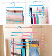 Load image into Gallery viewer, 10pcs Multi-function 5 Layers Pants Scarf Silk Tie Plastic Clothes Hangers, 5 Layers Pants Hangers
