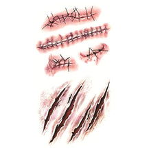 Load image into Gallery viewer, 10pcs S-165 Halloween Terror Wound Realistic Scratches Injury Scar Temporary Tattoo Sticker, S-165/10pcs