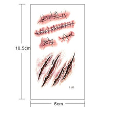 Load image into Gallery viewer, 10pcs S-165 Halloween Terror Wound Realistic Scratches Injury Scar Temporary Tattoo Sticker, S-165/10pcs