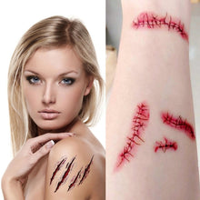 Load image into Gallery viewer, 10pcs S-165 Halloween Terror Wound Realistic Scratches Injury Scar Temporary Tattoo Sticker, S-165/10pcs