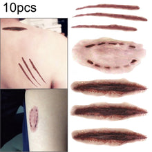 Load image into Gallery viewer, 10pcs S-250 Halloween Terror Realistic Scratches Wound Injury Scar Temporary Tattoo Sticker, S-250/10pcs