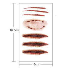 Load image into Gallery viewer, 10pcs S-250 Halloween Terror Realistic Scratches Wound Injury Scar Temporary Tattoo Sticker, S-250/10pcs