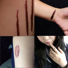 Load image into Gallery viewer, 10pcs S-250 Halloween Terror Realistic Scratches Wound Injury Scar Temporary Tattoo Sticker, S-250/10pcs