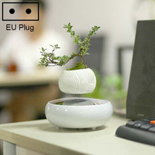 Load image into Gallery viewer, Dark Color Stripe Flower Pot + Imitation Ceramic Resin Base Magnetic Levitation Potted Plant Home Decoration, EU Plug