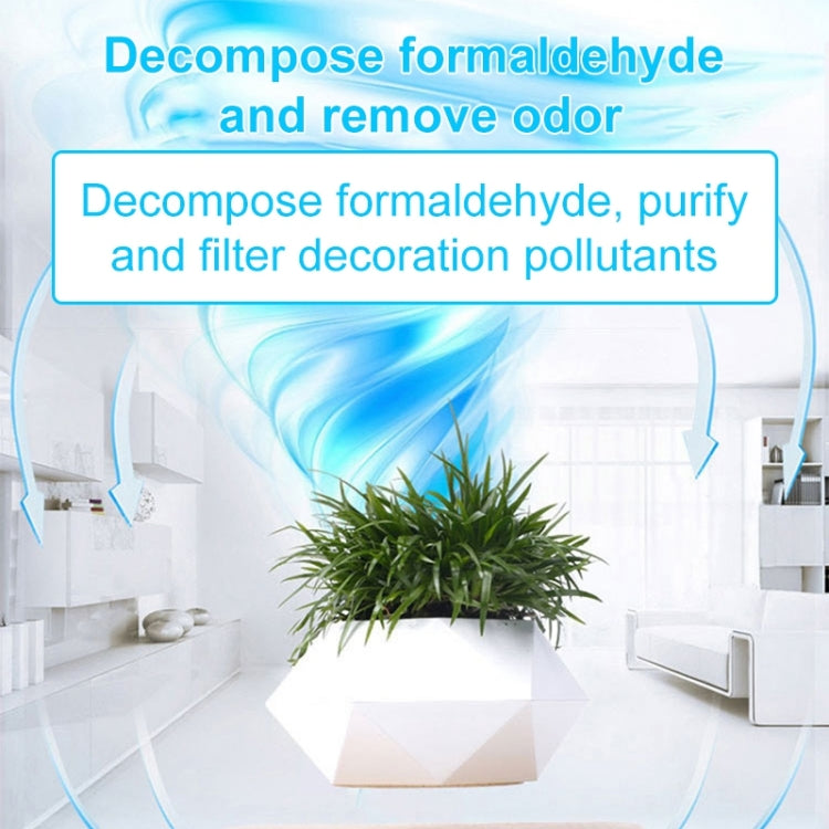 Dark Color Stripe Flower Pot + Imitation Ceramic Resin Base Magnetic Levitation Potted Plant Home Decoration, EU Plug