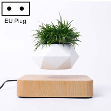 Load image into Gallery viewer, Diamond Plastic Flower Pot + Dark Wood Grain Base Magnetic Levitation Potted Plant Home Decoration, EU Plug