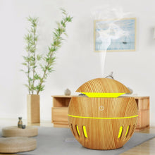 Load image into Gallery viewer, Wood Grain USB Hollowed-out Humidifier Seven Color Aromatherapy Lamp Automatic Alcohol Sprayer with Remote Control(Sky Blue), HC0372A, HC0372B, HC0372C, HC0372D, HC0372F, HC0372G, HC0372H, HC0372I, HC0372J, HC0372K