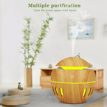 Load image into Gallery viewer, Wood Grain USB Hollowed-out Humidifier Seven Color Aromatherapy Lamp Automatic Alcohol Sprayer with Remote Control(Sky Blue), HC0372A, HC0372B, HC0372C, HC0372D, HC0372F, HC0372G, HC0372H, HC0372I, HC0372J, HC0372K