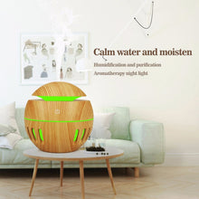 Load image into Gallery viewer, Wood Grain USB Hollowed-out Humidifier Seven Color Aromatherapy Lamp Automatic Alcohol Sprayer with Remote Control(Sky Blue), HC0372A, HC0372B, HC0372C, HC0372D, HC0372F, HC0372G, HC0372H, HC0372I, HC0372J, HC0372K