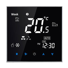 Load image into Gallery viewer, BAC-2000 Central Air Conditioning Type Touch LCD Digital 2-pipe Fan Coil Unit Room Thermostat, Display Fan Speed / Clock / Temperature  / Time / Week / Heat etc., BAC-2000 (Black), BAC-2000 (White)