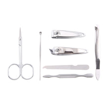 Load image into Gallery viewer, 7 in 1 Nail Care Clipper Pedicure Manicure Kits (Flat Nail Clippers, Oblique Nail Nipper, Double Pick, Eyebrow Scissor, Eyebrow Tweezers, Ear Pick, Double Side Nail File) with Leather Bag, 7 in 1