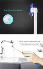 Load image into Gallery viewer, 2W Creative Household Waterproof Rotary Electric Toothbrush Set with 4 Replacement Brush Heads &amp; Base, 8500 Revolutions Per Minute