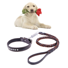 Load image into Gallery viewer, Cowhide Traction Belt Dog Collar Telescopic Dog Rope, Suitable For Medium and Large Dogs, M, Rope Length: 128cm Collar Size: 32-44cm