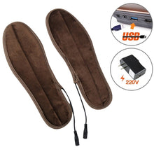 Load image into Gallery viewer, USB Electric Powered Heated Insoles Keep Feet Warm Pad with USB Cable &amp; Power Adapter, Size: 41-42 yard