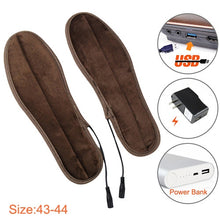 Load image into Gallery viewer, USB Electric Powered Heated Insoles Keep Feet Warm Pad with USB Cable, Size: 43-44 yard