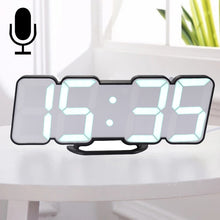 Load image into Gallery viewer, Modern 3D LED Sound Control Colorful Digital Alarm Clock Adjust Brightness Electronic Wall Glowing Hanging Clock with Remote Control, 9001 Black, 9001 White