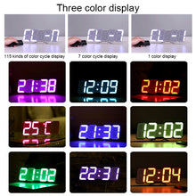 Load image into Gallery viewer, Modern 3D LED Sound Control Colorful Digital Alarm Clock Adjust Brightness Electronic Wall Glowing Hanging Clock with Remote Control, 9001 Black, 9001 White