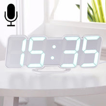 Load image into Gallery viewer, Modern 3D LED Sound Control Colorful Digital Alarm Clock Adjust Brightness Electronic Wall Glowing Hanging Clock with Remote Control, 9001 Black, 9001 White
