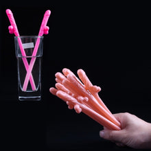 Load image into Gallery viewer, 10 PCS Dicky Sipping Straw, Length: about 19cm, Dicky Sipping Straw(Black)