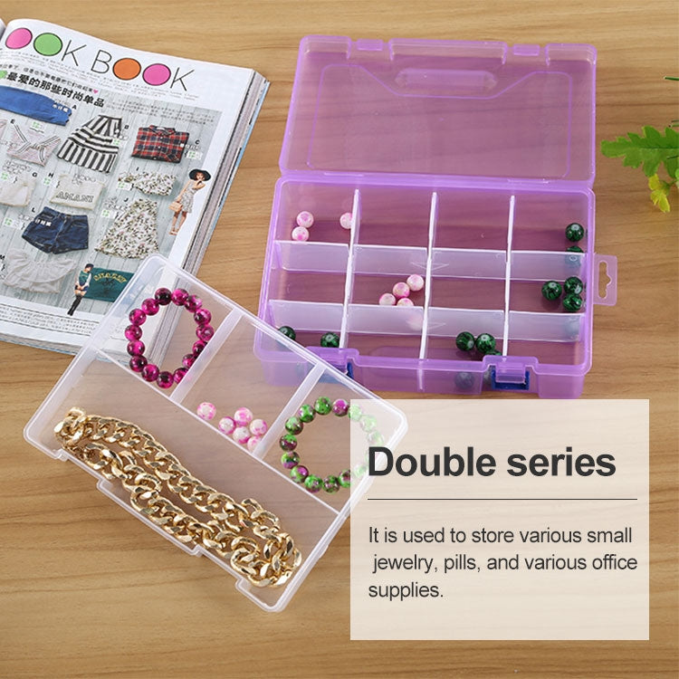 Double layer 8 Slots Plastic Jewelry Box Organizer Storage Container with Adjustable Dividers, 8 Slots (Purple), 8 Slots (White), 8 Slots (Pink), 8 Slots (Blue)