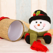 Load image into Gallery viewer, Christmas Decoration Linen Gift Box Cute Snowman Candy Jar, Size: 25*10cm, Snowman Shape