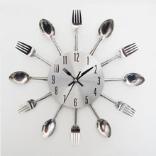Load image into Gallery viewer, Creative Restaurant Kitchen Living Room Stainless Steel Knife and Fork Quartz Wall Clock
