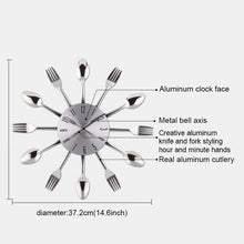 Load image into Gallery viewer, Creative Restaurant Kitchen Living Room Stainless Steel Knife and Fork Quartz Wall Clock
