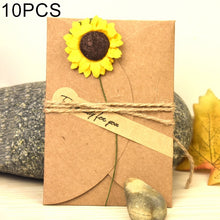 Load image into Gallery viewer, 10 PCS Festival Creative DIY Retro Kraft Paper Handmade Small Dry Flower Greeting Card Birthday Card, Sunflower