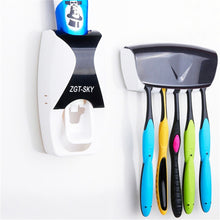Load image into Gallery viewer, Automatic Toothpaste Dispenser Set with 5 Toothbrush Holder