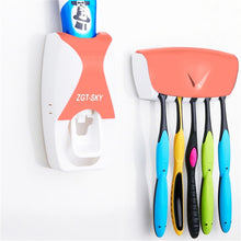 Load image into Gallery viewer, Automatic Toothpaste Dispenser Set with 5 Toothbrush Holder