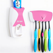 Load image into Gallery viewer, Automatic Toothpaste Dispenser Set with 5 Toothbrush Holder