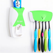 Load image into Gallery viewer, Automatic Toothpaste Dispenser Set with 5 Toothbrush Holder