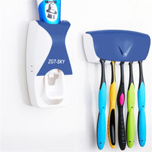 Load image into Gallery viewer, Automatic Toothpaste Dispenser Set with 5 Toothbrush Holder