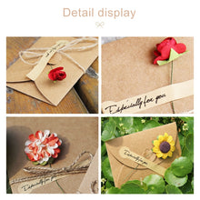 Load image into Gallery viewer, 5 PCS Festival Creative DIY Retro Kraft Paper Handmade Large Dry Flower Greeting Card Birthday Card, Dry Flower Greeting Card