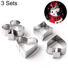 Load image into Gallery viewer, 3 Sets Stainless Steel Poker Cookie Mold Playing Cards Cake Fondant Mold Spade Heart Biscuit Cutter, 3 Sets