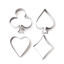 Load image into Gallery viewer, 3 Sets Stainless Steel Poker Cookie Mold Playing Cards Cake Fondant Mold Spade Heart Biscuit Cutter, 3 Sets