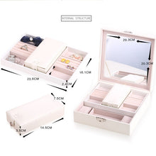 Load image into Gallery viewer, Wooden Jewelry Box Necklace Ring Storage Organizer Large Jewel Cabinet Gift Case