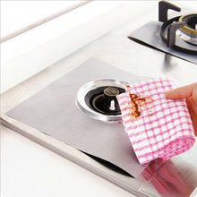 Load image into Gallery viewer, Gas Furnace Surface Ultra-thin Fibre Material Stovetop Protective Cleaning Pad, Size: 27*27cm, 0.12mm (Silver), 0.12mm