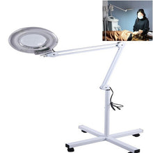 Load image into Gallery viewer, 5X Foldable Swing Arm Desk Table Mount Magnifier with Lamp Light for Facial Tattoo Eyebrow Nail Salon Beauty, Cool White Light