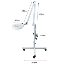 Load image into Gallery viewer, 5X Foldable Swing Arm Desk Table Mount Magnifier with Lamp Light for Facial Tattoo Eyebrow Nail Salon Beauty, Cool White Light