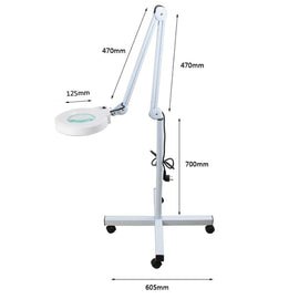 5X Foldable Swing Arm Desk Table Mount Magnifier with Lamp Light for Facial Tattoo Eyebrow Nail Salon Beauty, Cool White Light