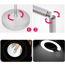 Load image into Gallery viewer, 5X Foldable Swing Arm Desk Table Mount Magnifier with Lamp Light for Facial Tattoo Eyebrow Nail Salon Beauty, Cool White Light