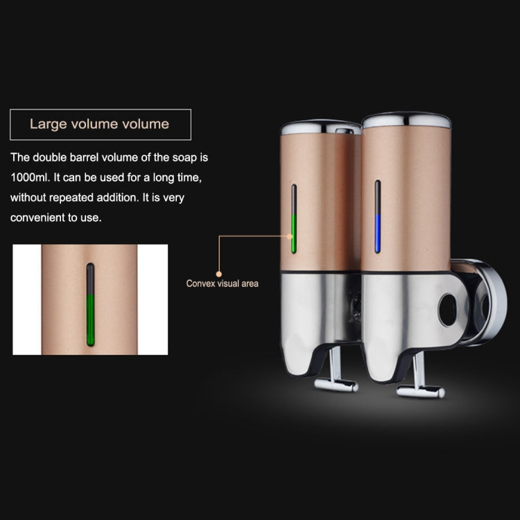Dual Hotel Shower Manual Dispenser Wall Mounted Washing Liquid Shampoo Soap Bottle, Capacity: 1000ml, 1000ml/Transparent, 1000ml/White, 1000ml/Dark Red, 1000ml/Green, 1000ml/Blue, 1000ml/Purple, 1000ml/Red, 1000ml/Silver, 1000ml/Black, 1000ml/Gold